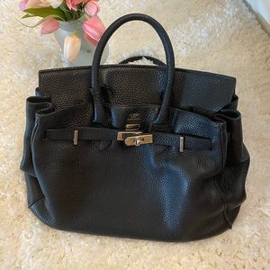Hermes leather black handbag